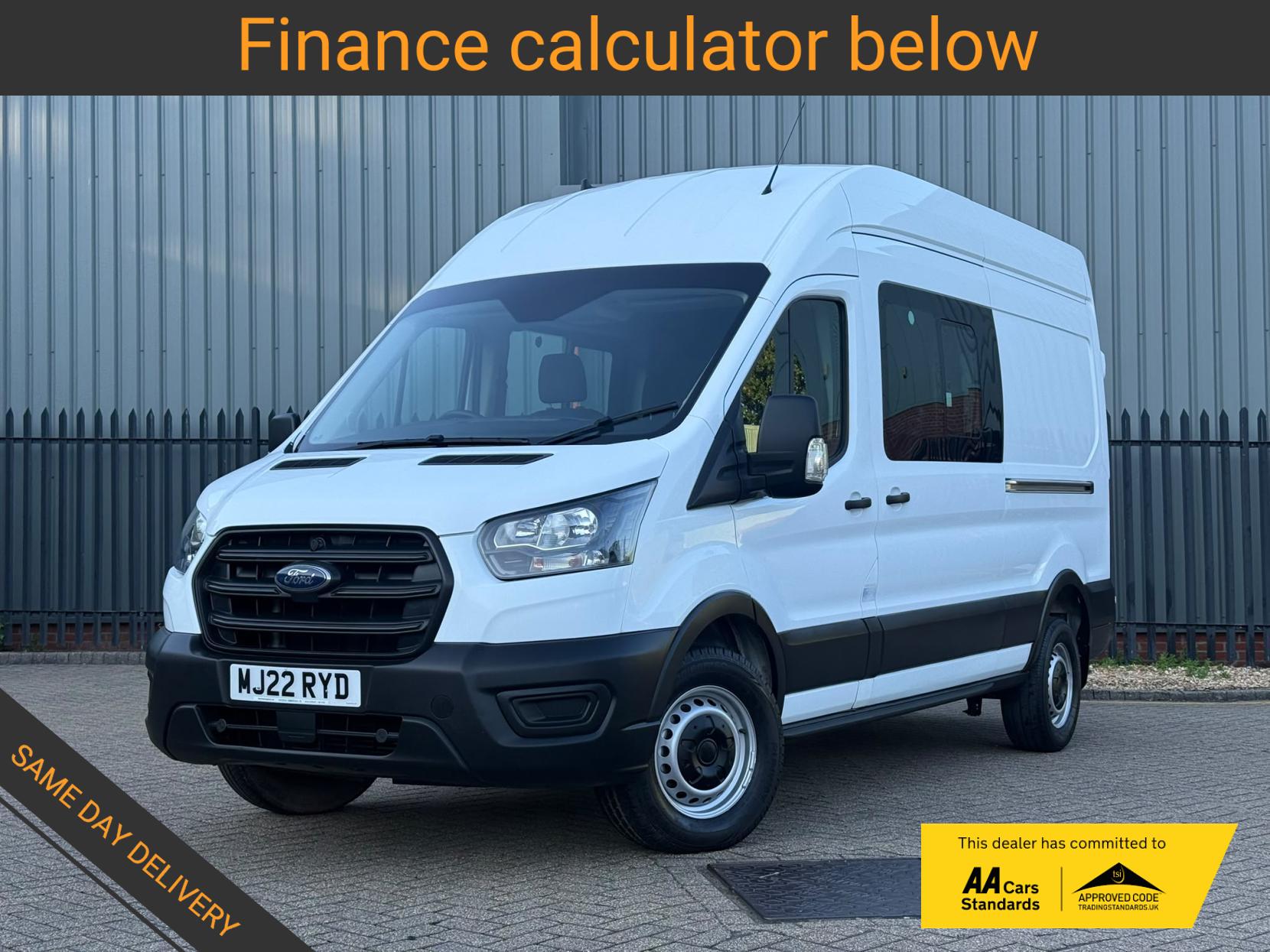 2022 Ford Transit 2.0 350 EcoBlue Leader Crew Van Double Cab 6dr Diesel Manual RWD L3 H3 Euro 6 (s/s) (130 ps) - Thumbnail 2
